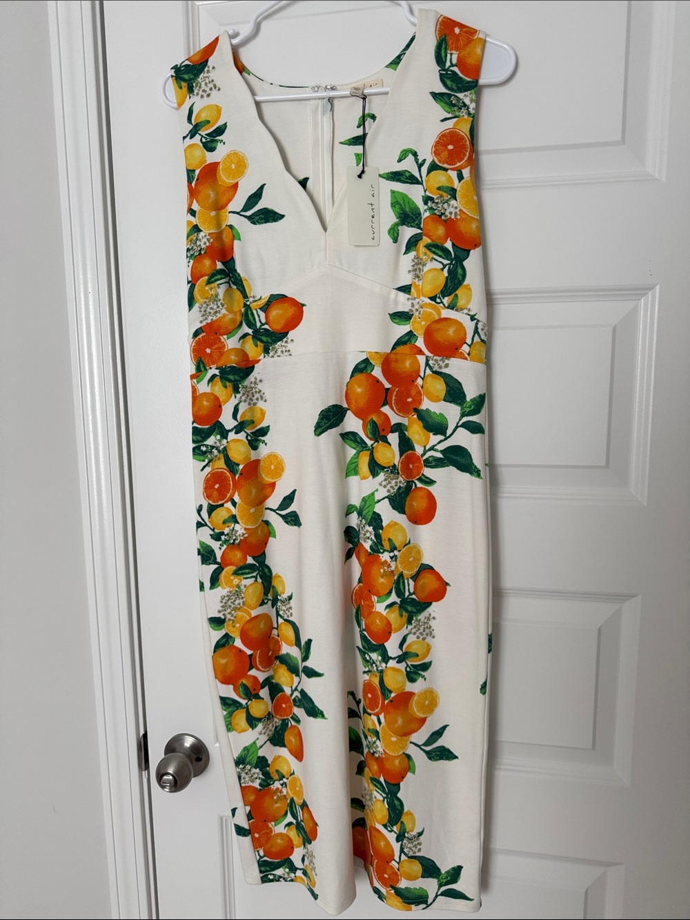 Current Air Cream Romper with Orange & Green Citrus Motif
